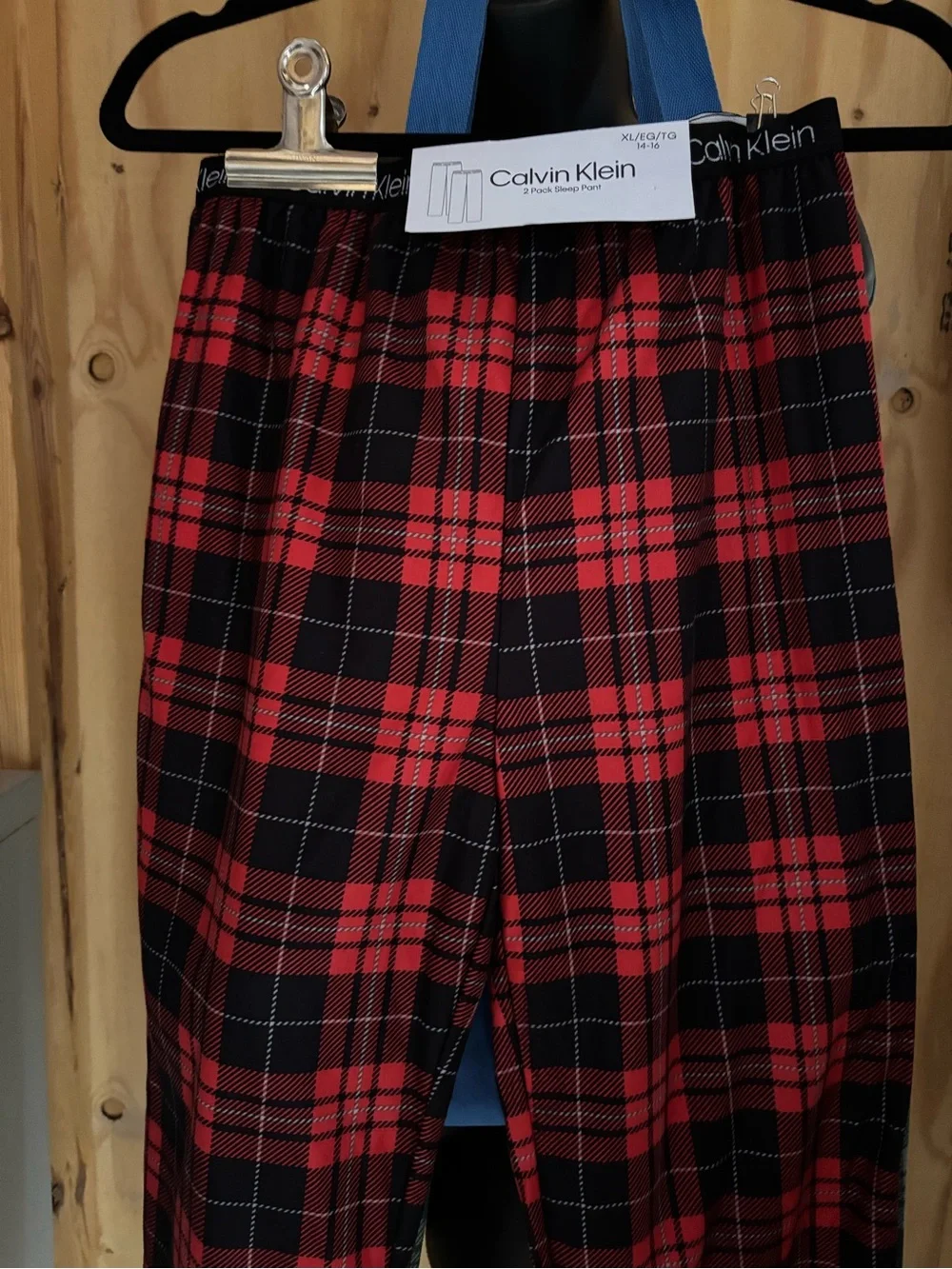 Calvin Klein Kids Plaid Pajama Bottoms in Red and Green